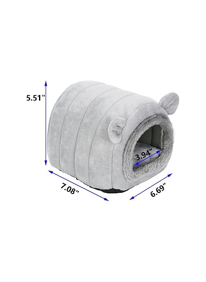 Hedgehog Bed Cave Nest Hideout, Hamster Guinea Pigs Small Animals Cage Supplies Warm House-Gray - Image 2